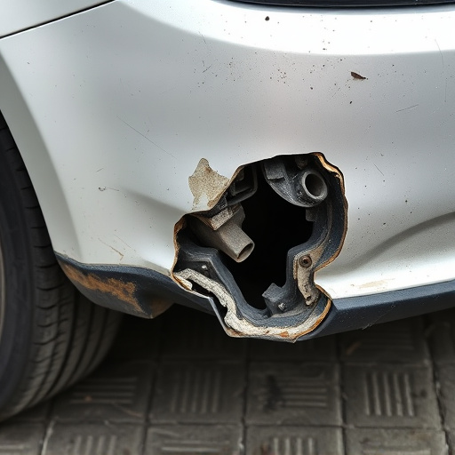 damaged car bumper