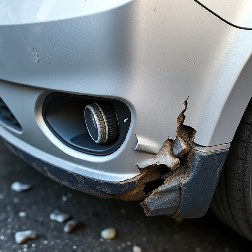 damaged car bumper