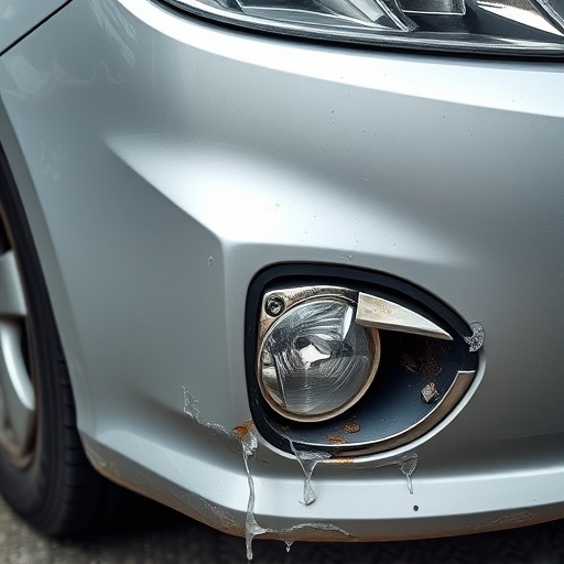 damaged car bumper
