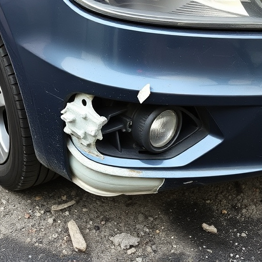 damaged car bumper