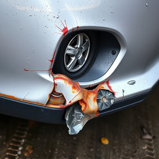 damaged car bumper