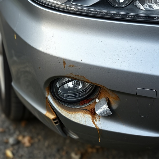 damaged car bumper