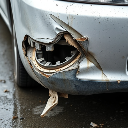 damaged car bumper