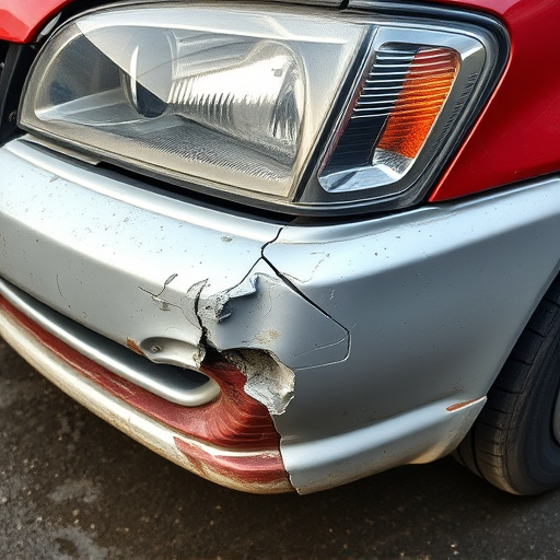 damaged car bumper