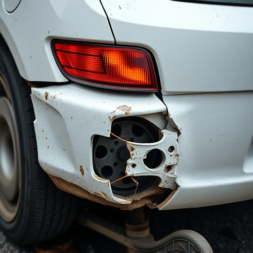 damaged car bumper
