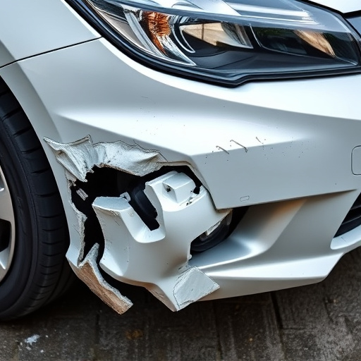 damaged car bumper