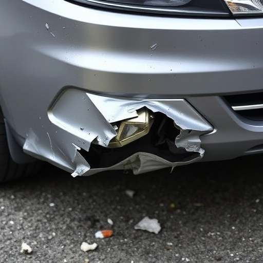 damaged car bumper