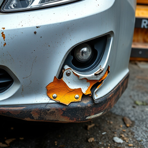 damaged car bumper
