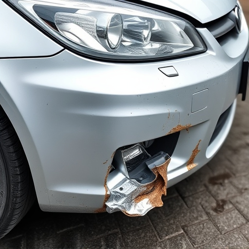 damaged car bumper
