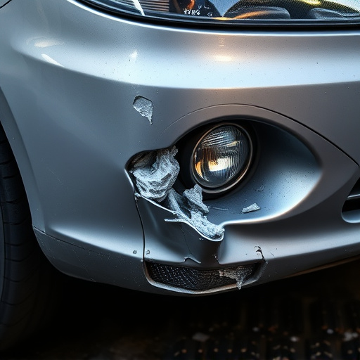 damaged car bumper