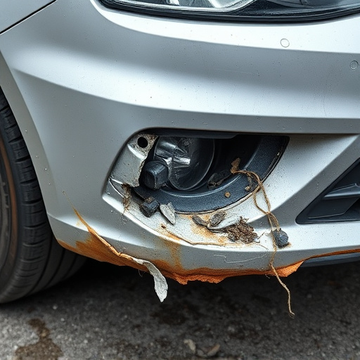 damaged car bumper