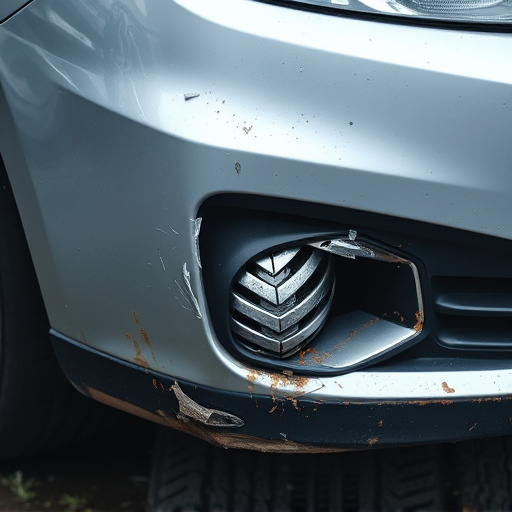 damaged car bumper