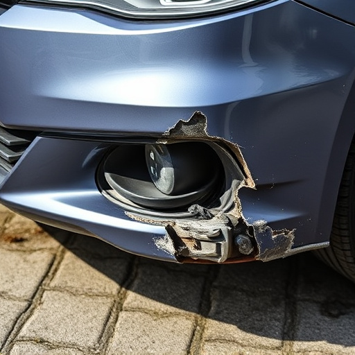 damaged car bumper