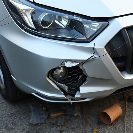 damaged car bumper
