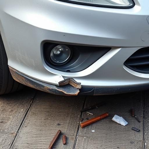 damaged car bumper