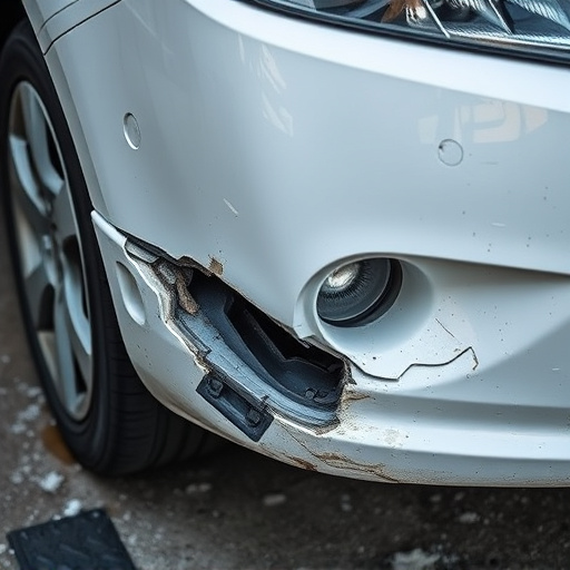 damaged car bumper