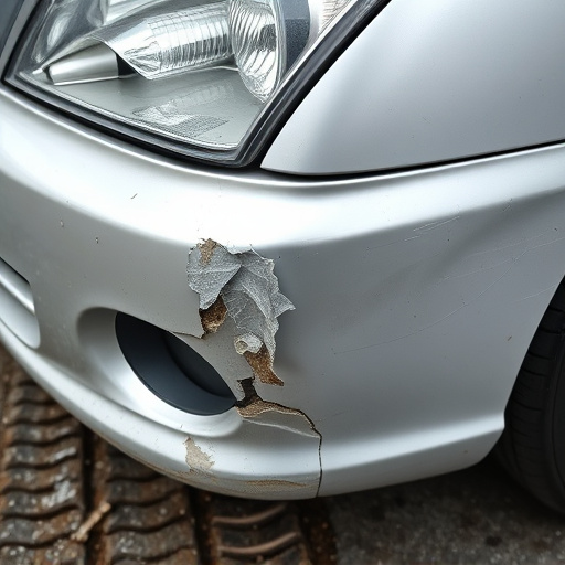 damaged car bumper