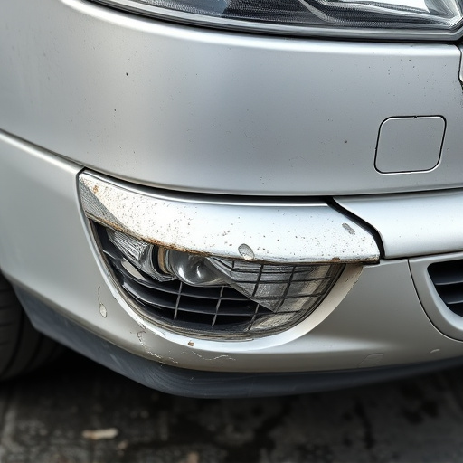 damaged car bumper