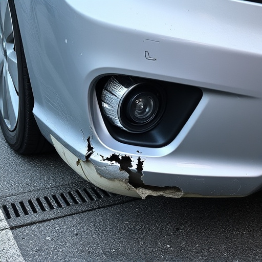 damaged car bumper