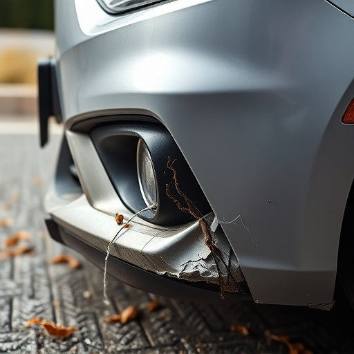 damaged car bumper