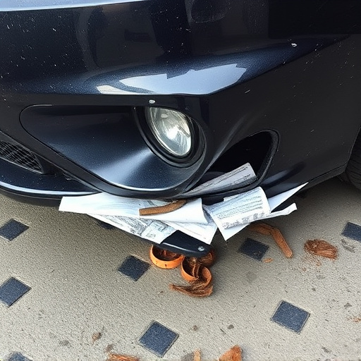 damaged car bumper