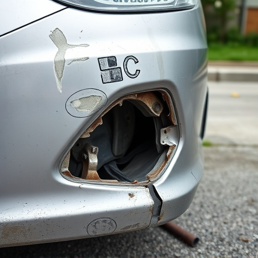 damaged car bumper