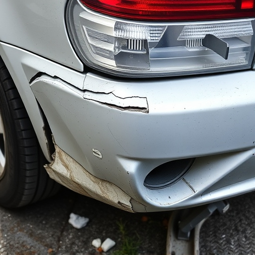 damaged car bumper