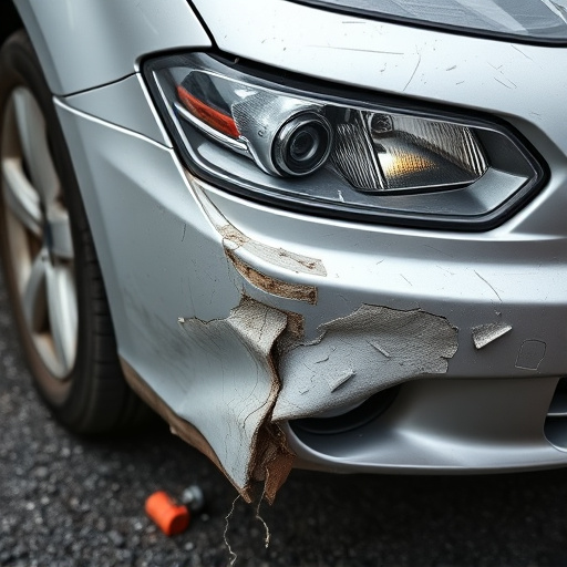 damaged car bumper