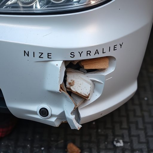 damaged car bumper