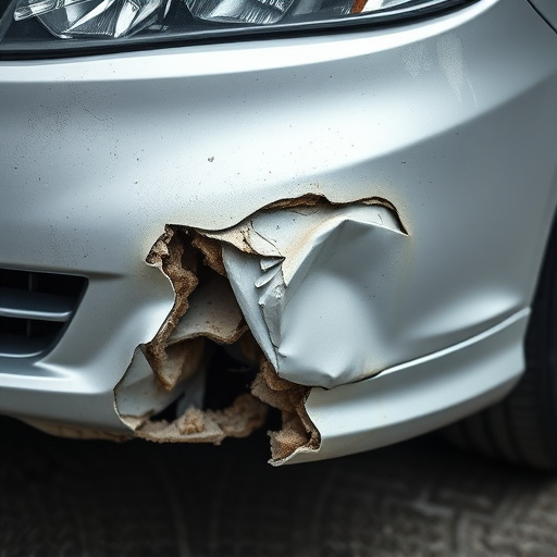 damaged car bumper