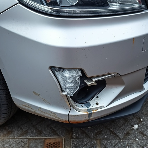 damaged car bumper