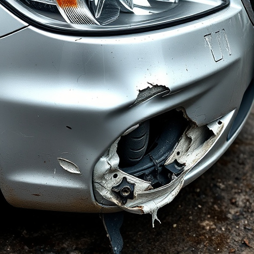 damaged car bumper