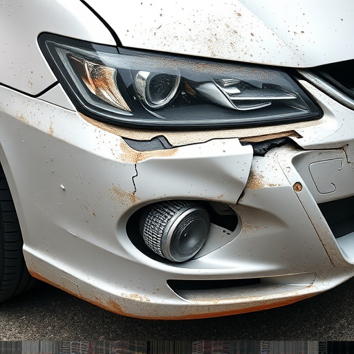 damaged car bumper