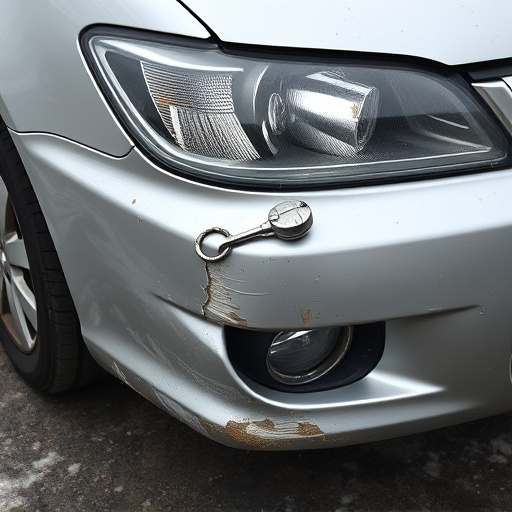 damaged car bumper