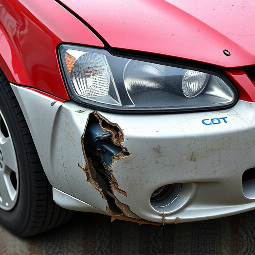 damaged car bumper