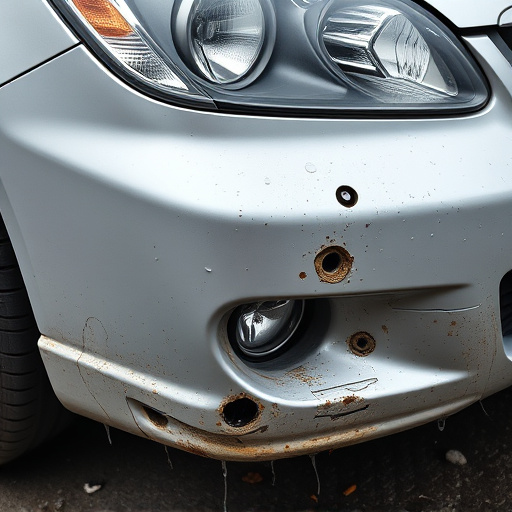 damaged car bumper