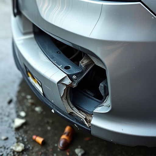 damaged car bumper