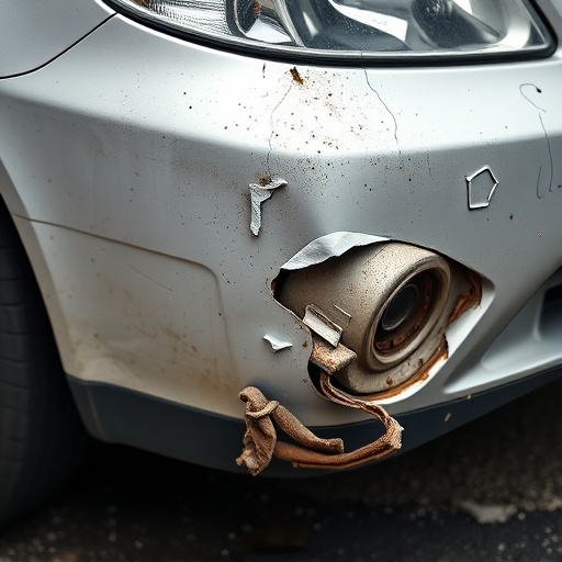 damaged car bumper