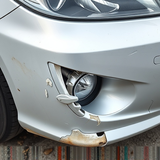damaged car bumper