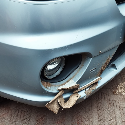 damaged car bumper