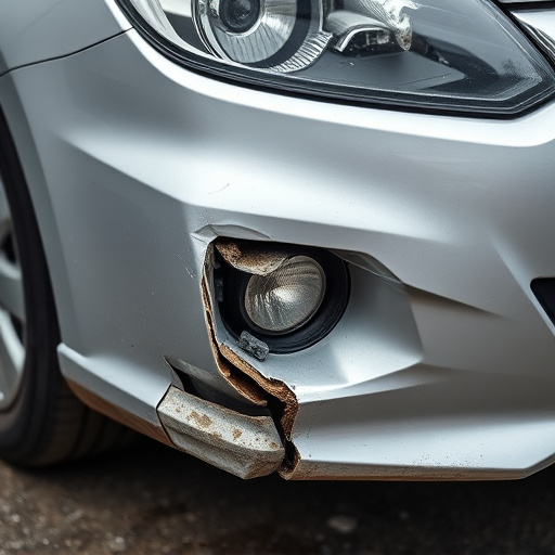 damaged car bumper