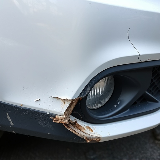 damaged car bumper