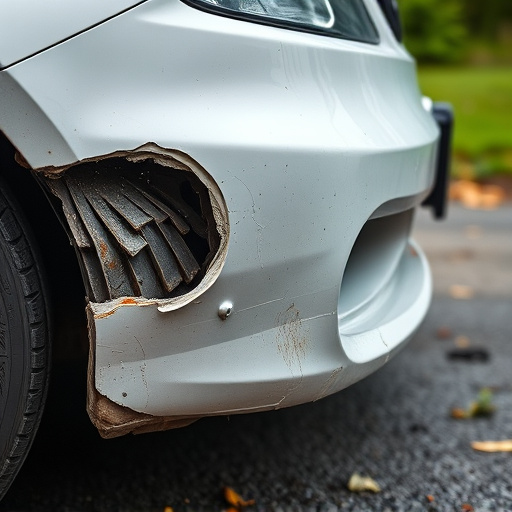 damaged car bumper
