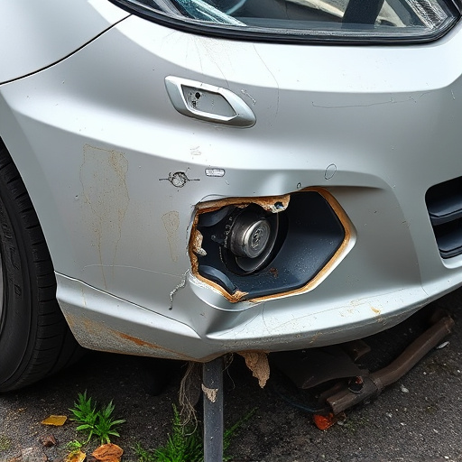 damaged car bumper