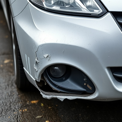 damaged car bumper