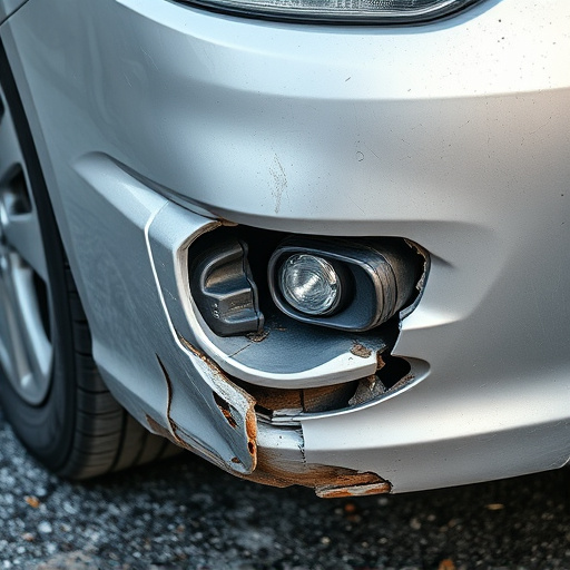 damaged car bumper