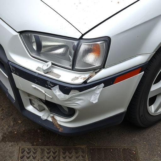 damaged car bumper