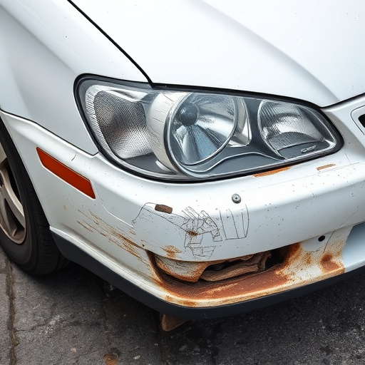 damaged car bumper