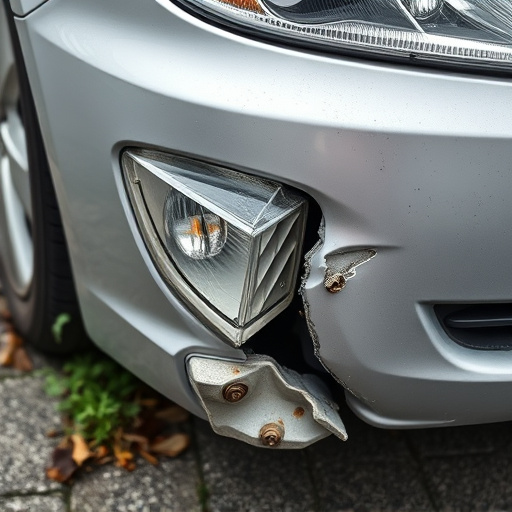 damaged car bumper