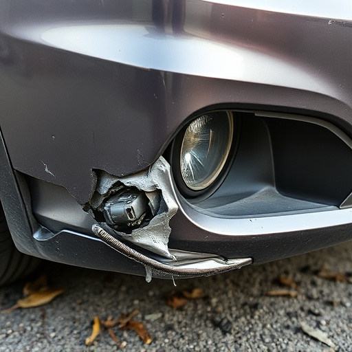 damaged car bumper